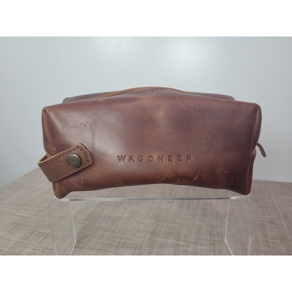 Rustico Wagoneer Brown Leather Dopp Kit Toiletry Bag Mens Travel Shaving Case
